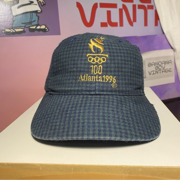1996 Atlanta Olympics Vintage Blue / Green Plaid Embroidered Vintage Hat - Picture 4 of 9